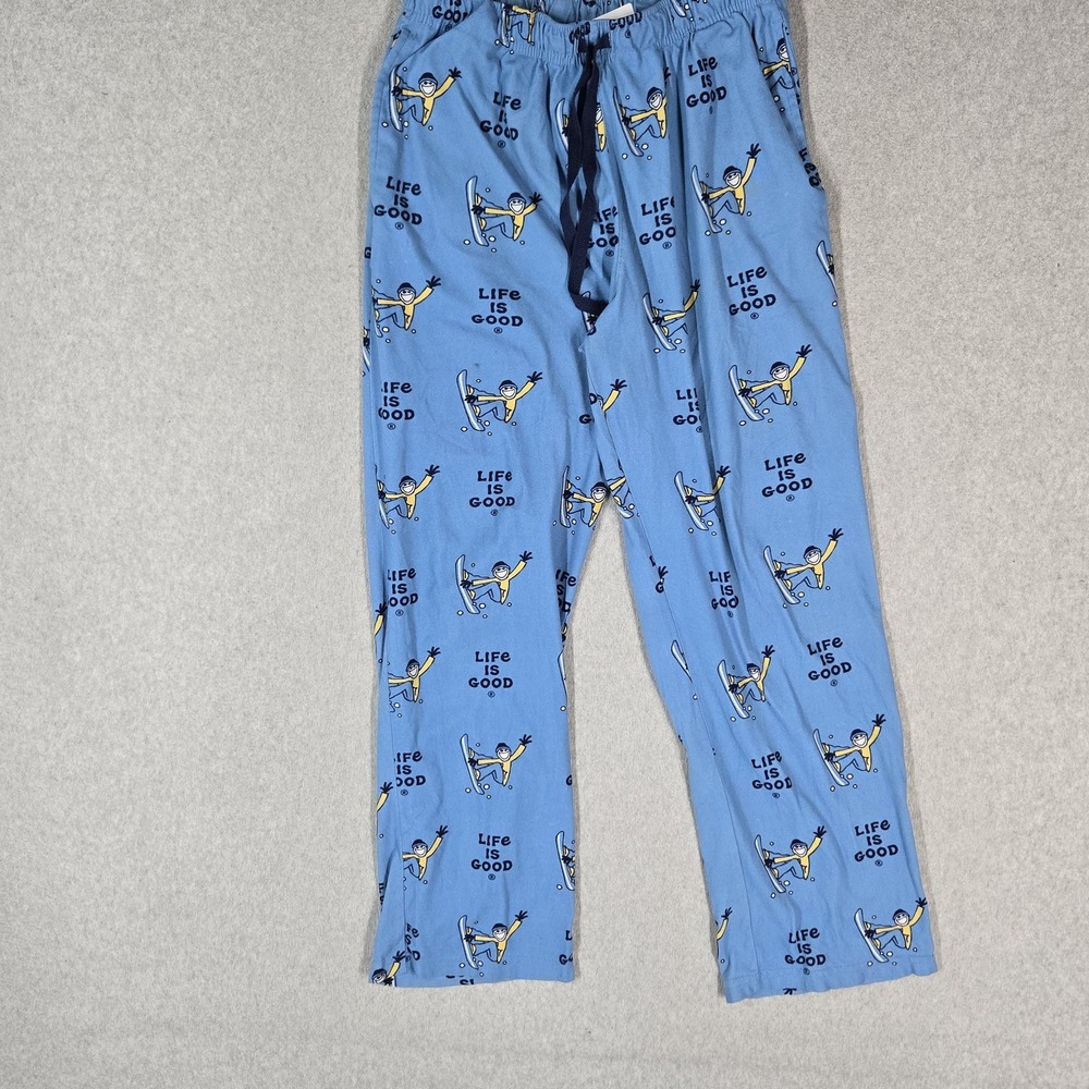 Life Is Good Men Sleepwear M Blue Pajama Pants Graphic Sweatpants Snowboarder